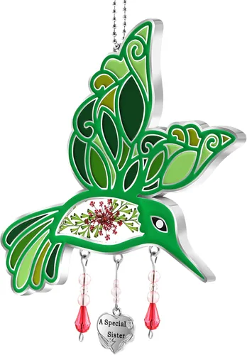 Vista 26 de KY&BOSAM Regalos para la abuela Colibrí de cristal para colgar en la Verde-te amo abuela