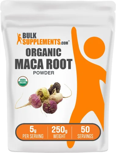 Vista 7 de BulkSupplements. com Polvo de maca orgánica - Polvo de raíz de maca orgánica, suplemento superalimentario, sin gluten, 0.18 oz por porción, 17.64 oz