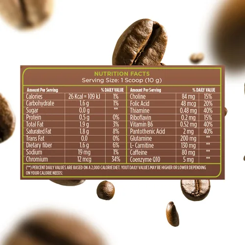 Vista 2 de Desincha Desin - Café instantáneo Keto sabor moca chocolate; café 100% arábica, té verde, yerba mate, canela y cacao; bajo en calorías, colágeno