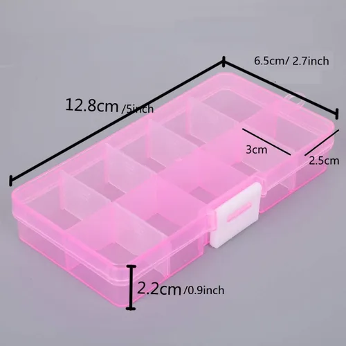 Vista 3 de Organizador de joyas (paquete de 4), organizador de cuentas de 2 x 10 pulgadas, caja de joyería de plástico con divisores móviles, contenedores