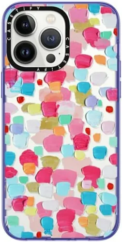 Vista 19 de CASETiFY - Funda compacta para iPhone 14 Pro probada contra caídas de grado militar 2x hasta 4 pies, con estampado transparente aguamarina
