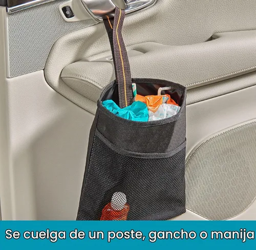 Vista 5 de HIGH ROAD - Bolsa de basura para automóvil con forro a prueba de fugas y bolsillo de almacenamiento Negro