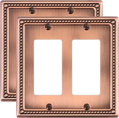 Vista 22 de Paquete de 2 cubiertas de placa de interruptor de luz de doble palanca, cubiertas decorativas de placa de doble interruptor Pearls, placa de pared