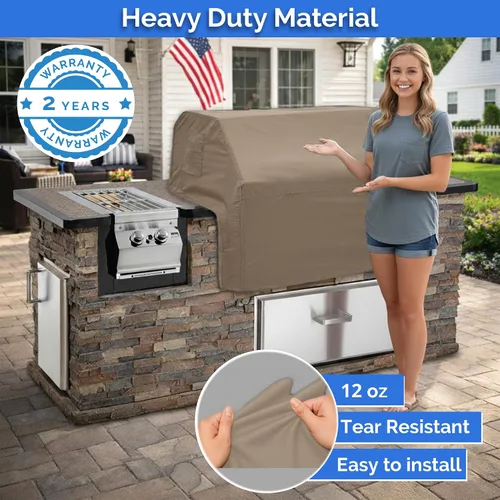 Vista 5 de Covers & All Cubierta de parrilla integrada para parrilla al aire libre – Resistente 12 oz impermeable cubierta de parrilla de barbacoa incorporada