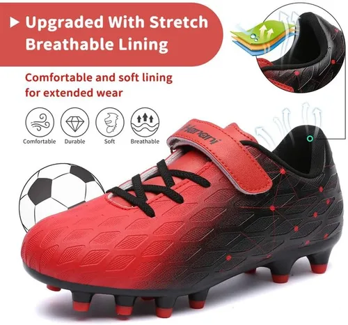 Vista 3 de Hanani Zapatos deportivos de fútbol para niños y niñas, FGAG FGAG, zapatos deportivos de entrenamiento para correr, para interiores y exteriores