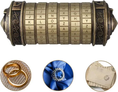 Vista 2 de Code Cryptex - Cerradura de combinación con paquete de regalo romántico, color dorado, kit de 7 piezas
