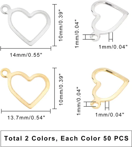 Vista 4 de UNICRAFTALE Heart Stainless Steel Charms Open Heart Floating Pendants Hollow Charms for DIY Jewelry Bracelets Necklace Making