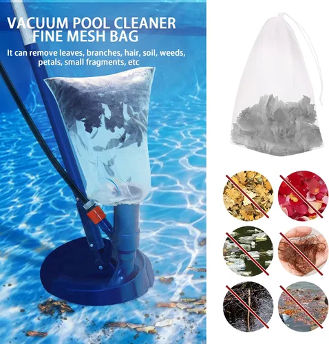 Vista 7 de Paquete de 6 bolsas de filtro de malla fina de 24 x 16 pulgadas para aspiradores de hojas, bolsa de repuesto de red para aspiradora de piscina