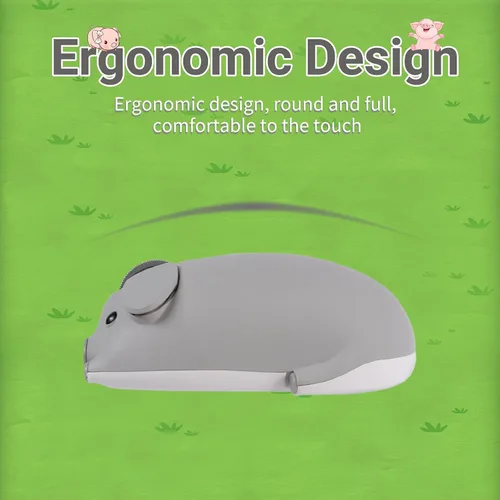 Vista 5 de elec Space Ratón inalámbrico con diseño de cerdo lindo modo dual Bluetooth y ratón USB, funcionamiento silencioso, ergonómico, perfecto