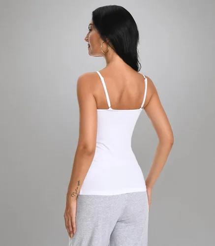Vista 7 de Comfneat Paquete de 4 camisetas elásticas de algodón y elastano para mujer, con tirantes delgados ajustables