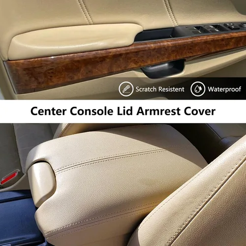 Vista 2 de Funda para consola central y reemplazo de reposabrazos de paneles de puerta delantera para Honda Accord 2008 2009 2010 2011 2012 Beige
