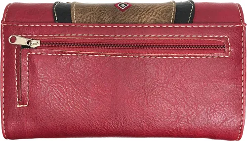 Vista 4 de Zelris turquesa Concho pavo real pluma mujeres Crossbody muñeca Trifold cartera