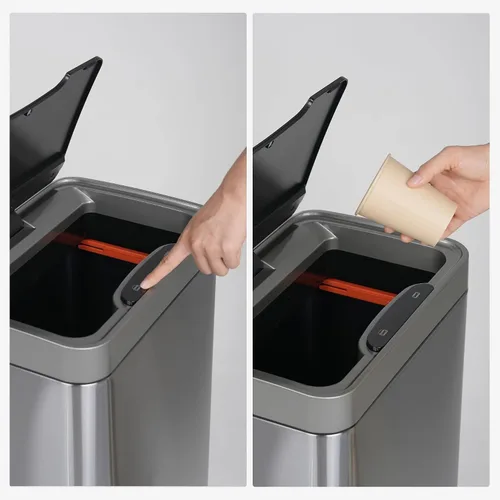 Vista 2 de Mbillion - Cubo de basura automático sin contacto de 15 galones con sensor de movimiento, cubos de basura inteligentes de acero inoxidable con tapa