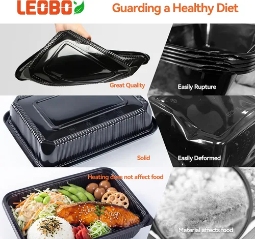 Vista 5 de 40 Pack 48oz Jumbo Meal Prep Containers - Shrink-Wrapped No Pre-Wash Single Deep Compartment Leak-Resistant Shatterproof Flexible PP BPA Free