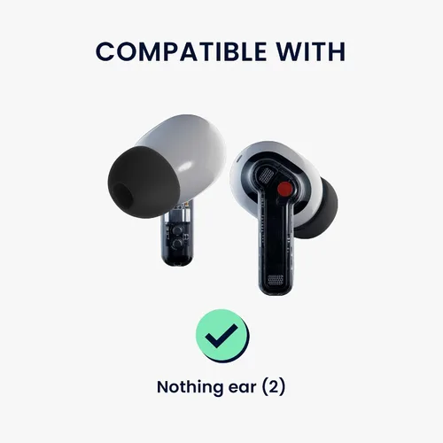 Vista 2 de kwmobile 6 x almohadillas de silicona para orejas sin oreja (2) – 3 tamaños – Puntas de repuesto para auriculares intraurales – Negro