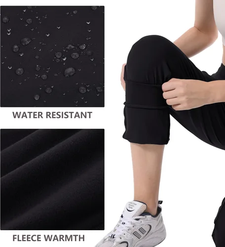 Vista 4 de HARTPOR Pantalones deportivos con forro polar para mujer, pantalones cargo de senderismo, resistentes al agua, pantalones deportivos de invierno