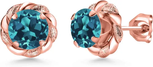 Vista 366 de Gem Stone King Aretes de plata de ley 925 de 0.236 in con piedra natal redonda para mujer