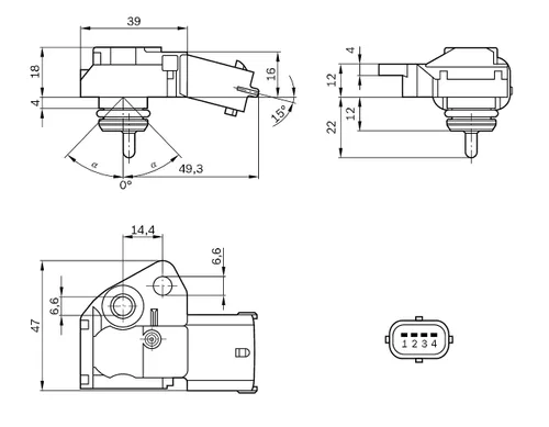 Vista 6 de Sensor de presión para tanque de combustible Bosch 0261230110