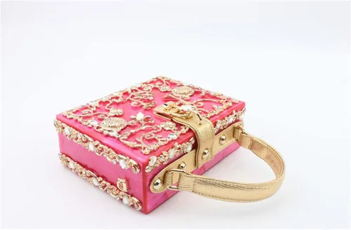 Vista 3 de Tngan Bolso de mano de acrílico cuadrado para mujer con diamantes de imitación
