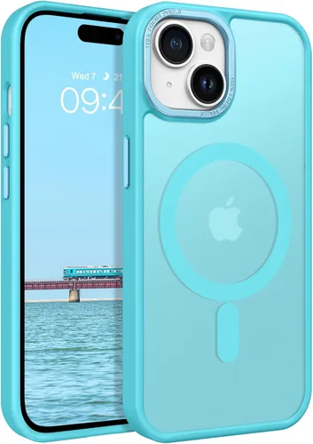 Vista 10 de BENTOBEN Compatible con iPhone 15 Plus, Funda de teléfono magnética translúcida mate delgada a prueba de golpes [Compatible con MagSafe] Funda