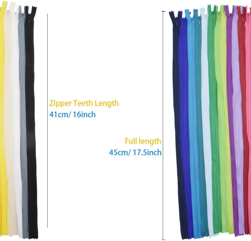 Vista 2 de 40 cremalleras invisibles de nailon para costura a medida, vestidos, faldas, almohadas especiales de manualidades (color mixto/16 pulgadas)