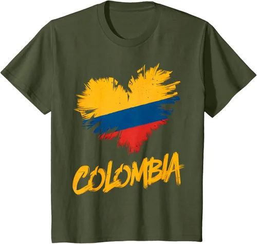 Vista 9 de Camiseta con la bandera del corazón de Colombia