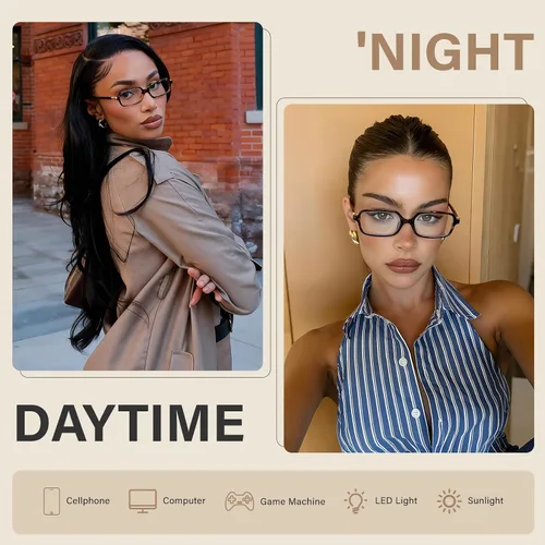 Vista 3 de Retro Rectangle Glasses for Women Small Square Blue Light Blocking Glasses Reduce Eye Strain