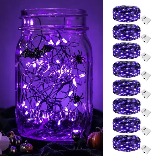 Vista 23 de btfarm - Paquete de 6 luces de hadas con pilas, luces parpadeantes con 3 modos