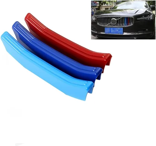 Vista 4 de SANRILY Moldes decorativos de rejilla multicolor compatibles con Volvo S90 2017-2021 cubierta de parrilla delantera (azul/amarillo/azul)