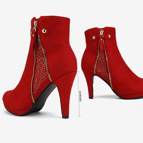 Vista 4 de Dream pairs - Botines altos de tacón grueso para mujer