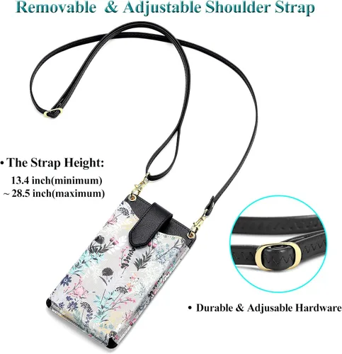 Vista 5 de Peacocktion - Bolso pequeño para teléfono celular, para mujeres, minibolso de hombro ligero para cruzarse por el cuello, con ranuras para tarjetas