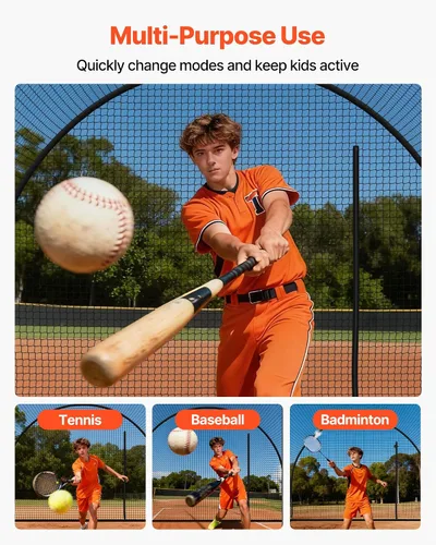 Vista 6 de VEVOR Baseball Batting Cage,Carbon Steel/Fiberglasss Portable Batting Cage