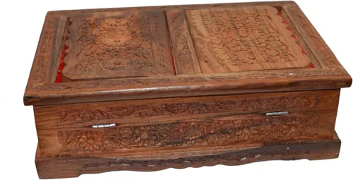 Vista 5 de Santo plegable libro soporte madera tallada a mano Rehal caja para el Corán, Biblia, Gita, Gurugr