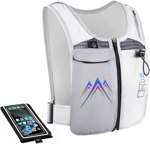 Vista 6 de YanHao Chalecos para correr, 16.9 fl oz, chaleco transpirable de entrenamiento reflectante con múltiples bolsillos, chaleco softshell sin mangas