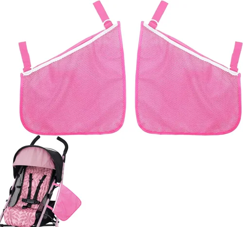 Vista 7 de Alovexiong Paquete de 2 bolsas organizadoras universales para cochecito, red de transporte lateral, correas antideslizantes y ajustables, bolsa
