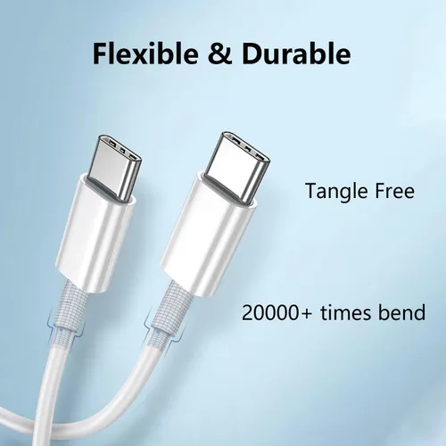 Vista 6 de Pocxwa - Cable de carga USB-C a USB-C, cable de carga rápida USB 2.0 de 3 pies, paquete de 1 Sincronización de datos de 480 Mbps, compatible