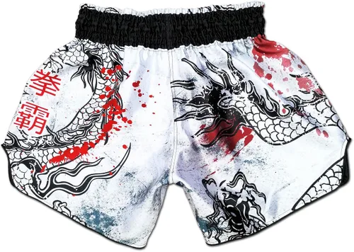 Vista 2 de Muay Thai Shorts Kickboxing Martial Arts Combat Fight MMA UFC Boxer Boxing Trunks unisex, Blanco