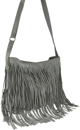 Vista 2 de HOXIS Bolso bandolera de cuero de ante sintético con borla para mujer