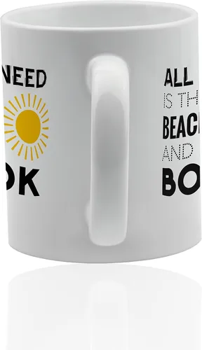 Vista 2 de Taza de cerámica blanca de playa - para café o té 11 oz. Taza de regalo.