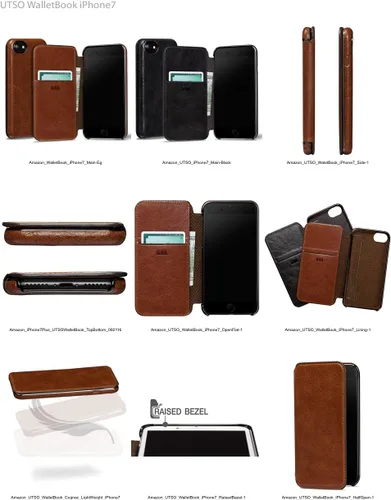 Vista 9 de Sena Cartera Ultra Delgada Libro De Billetera De Cuero Más Delgada Funda De Libro Para iPhone 6, 7, 8 - Cognac