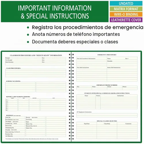 Vista 7 de Combinado de planificación y registro de la Compañía de Publicaciones ELAN: Un libro eficiente de 8-1/2" x 11" para planes de lecciones