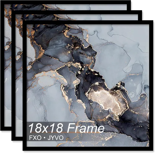 Vista 13 de Fxojyvo Marco de 4 x 4 pulgadas, marco negro para póster cuadrado de 4 x 4, peso ligero y altamente transparente, marco de 4 x 4 para pared, 1