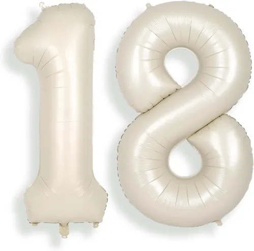Vista 12 de SUWEN Globos de helio grandes de 102 cm (40 pulgadas) con letra S en color crema. Globos grandes de papel de aluminio con letra en helio, de A a Z.