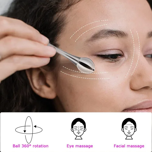 Vista 4 de Rodillo facial para ojos, rodillo facial masajeador facial y corporal para el cuidado de la piel, herramienta para el cuidado de la piel para cara