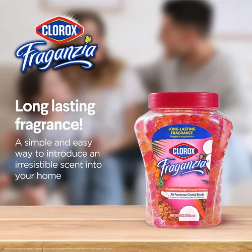 Vista 4 de Clorox Fraganzia Crystal Beads Ambientador con aroma hawaiano de escape, desodorante de habitación de larga duración, cuentas de gel eliminador