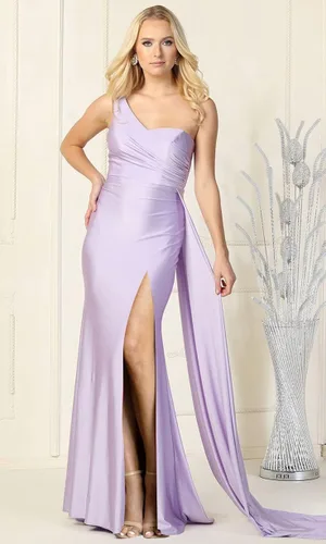 Vista 8 de Vestido largo formal de sirena de un hombro para dama de honor, vestido de fiesta ajustado con abertura