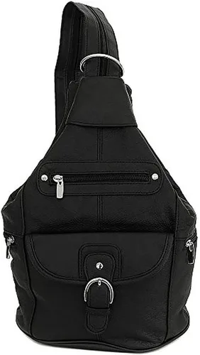 Vista 3 de Mochila convertible de cuero para mujer, 7 bolsillos, tamaño mediano, bolsa de hombro