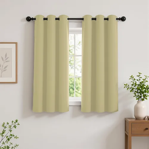 Vista 44 de Cortinas de oscurecimiento de habitación de 45 pulgadas de largo para dormitorio y sala de estar, cortinas térmicas aislantes con ojales