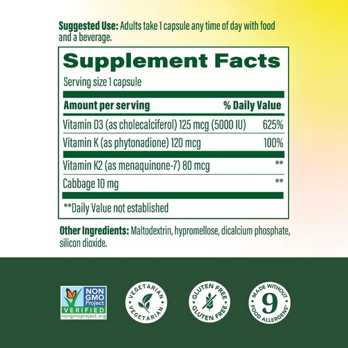 Vista 2 de MegaFood Vitamina D3 5000 UI (125 mcg) – Suplementos vegetarianos con vitamina D3 K2 – Apoya los huesos, dientes, músculos y salud inmunológica