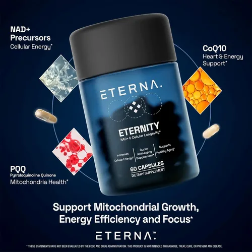 Vista 8 de Eternity NAD+ - Suplemento de resveratrol para hombres y mujeres, 1050 mg con 15 ingredientes avanzados para apoyo inmunológico, energía